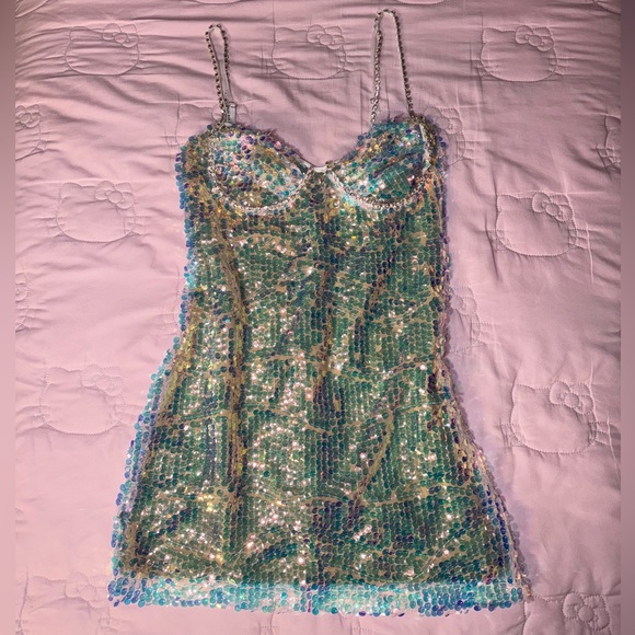 Fashion Nova Dresses & Skirts - FASHION NOVA| Mermaid Kisses Sequin Mini Dress - Champagne